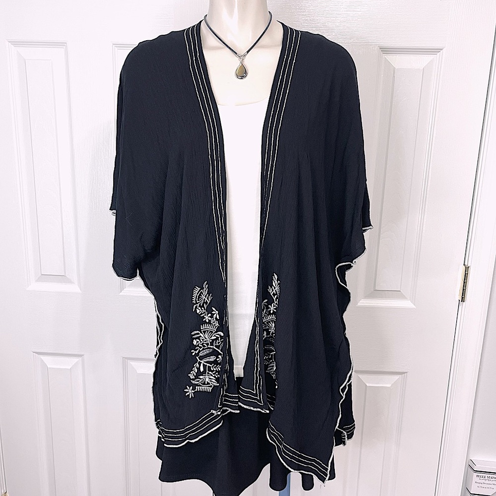 JACKET black LAYERING PIECE floral DRESSY embellished stitching BLACK one size